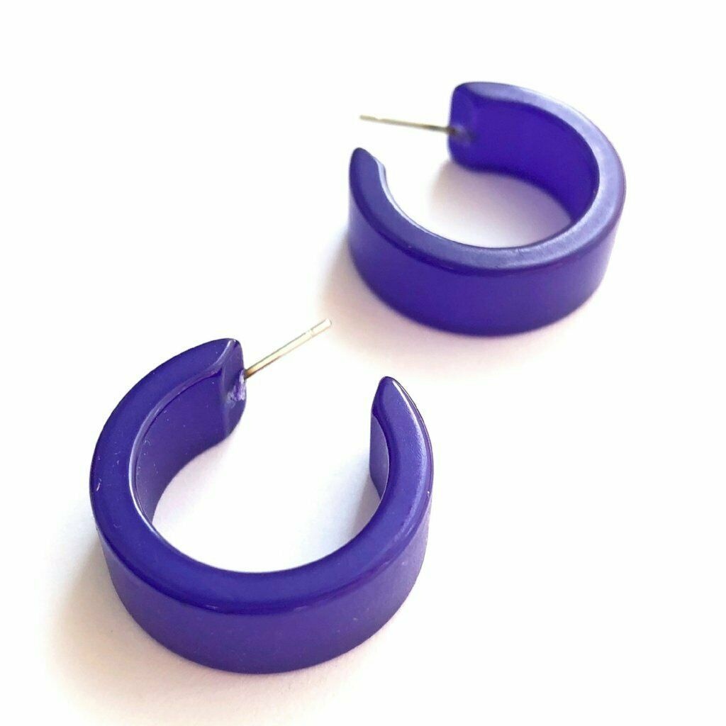 Cobalt Blue Moonglow Wide Classic Hoops